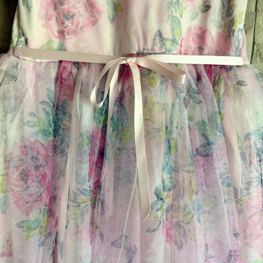 Girls pink spring floral dress girls size 7/8 - Picture 8 of 13
